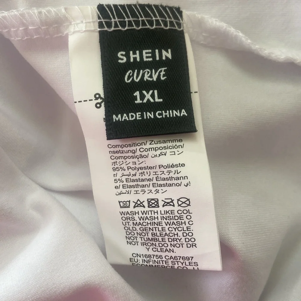 White XL Open Front Cropped Long Sleeve Cardigan w/ Embroidered Pink Bows - Picture 4 of 4